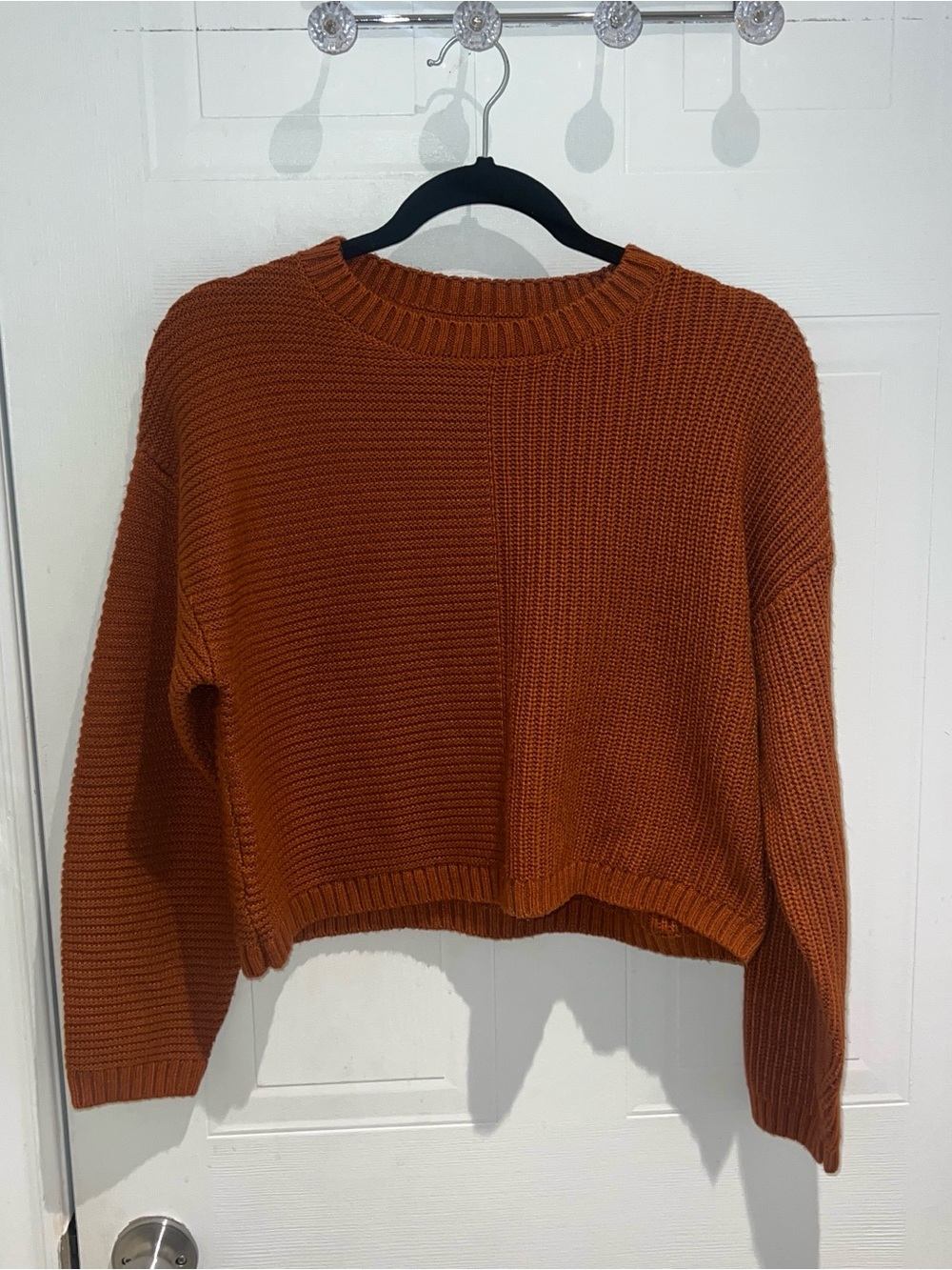 Twik By Simons Orange Knitted Cropped Sweater Women’s Size Medium Knit Casual